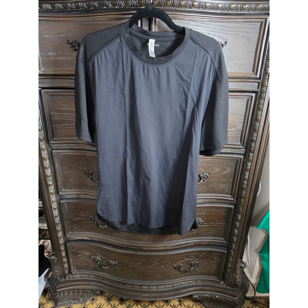Lululemon Mens Short Sleeve Merino Wool Blend Hybrid Training Shirt Black Small